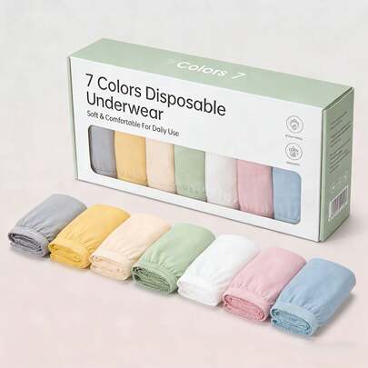 7pcs/Pack Disposable Underwear For Postpartum Women, Sterile Panties For Travel And Business, Outdoor Disposable Shorts, Ladies Disposable Panties, Women's Outdoor Travel Underwear, Menstrual And Postpartum Supplies - Travel Accessories, Random Color Packaging