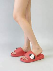 可爱卡通狗狗造型女士家居拖鞋 - 蓬松EVA防滑拖鞋，3D狗狗脸部装饰，柔软舒适，适合浴室、卧室、客厅穿着，轻便耐用，时尚舒适防滑家居拖鞋，透气易清洁，适合日常居家穿着。 - 紅色 - 查看 9