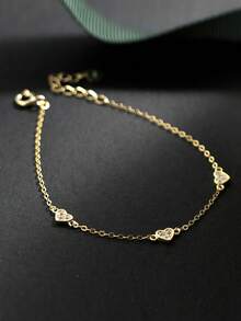 1 Peça Pulseira de Prata Esterlina S925 em Formato de Coração para Crianças, Projetada para Meninas, Hipoalergênica, com Pingente de Coração, Presente de Joias Perfeito para Bebês Meninas, Filhas e Amigas/Parentes Femininas, Adequado para Aniversário, Feriado - Amor - Visão 14