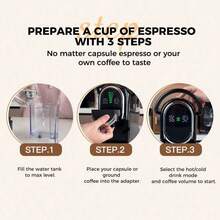 CAFELFFE 6-In-1 Capsule Coffee Machine|20 BAR|Hot & Cold Brewing|Compatible With D*|N*|K* Capsules|ESE|Ground Coffee|Tea|Automatic Pressure Release|Electromagnetic Valve|Visual LCD Panel|7-Level Water Adjustment|600ml Removable Water Tank - White - View 5