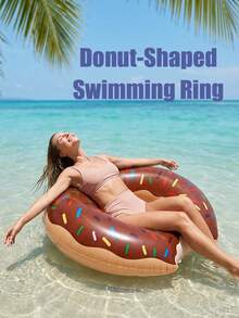 1 pièce Bouée gonflable en forme de donut créative, grande taille adulte en rose, vert, marron et bleu, lit flottant d'été pour piscine, plage et décoration de fête, accessoire de plage indispensable, cadeau parfait pour anniversaire et rentrée scolaire pour femmes - Plusieurs styles - Voir 6