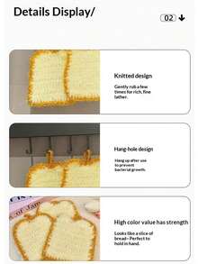 1pc Creative Bread-Shaped Dishcloth, Thickened, Non-Abrasive, Grease-Removing, Handwoven, Suitable For Kitchen, Dishwashing, Cleaning, Essential Dishcloth - Multicolor - View 6