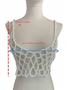 DEKUNER 1件新款韩版简约仿珍珠身体链，可爱串珠项链，适合搭配西装外套或毛衣 - 米色 - 查看 7