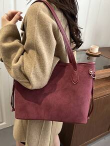 Bolso de estilo moderno y elegante de alta gama con gran capacidad para el uso diario y el transporte, modelo nuevo 2026 para mujeres - Rojo - Ver 9