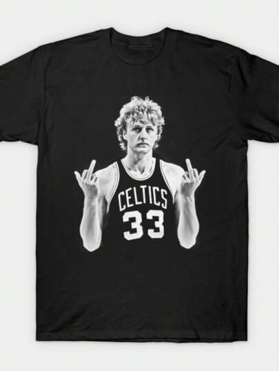 Larry Bird Retro 90s T-Shirt Black Shirt Men's Shirts Vintage Men's Clothing
