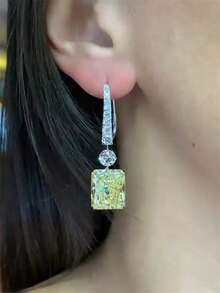 1 Pair Pretty Cubic Zirconia Drop Earrings For Women For Party Engagement Anniversary Jewelry Valentine's Day Gift - 1# - View 6