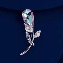 1pc Fashionable Purple Faux Crystal Tulip Brooch, Women Suit Accessory - Tulip Brooch - View 1