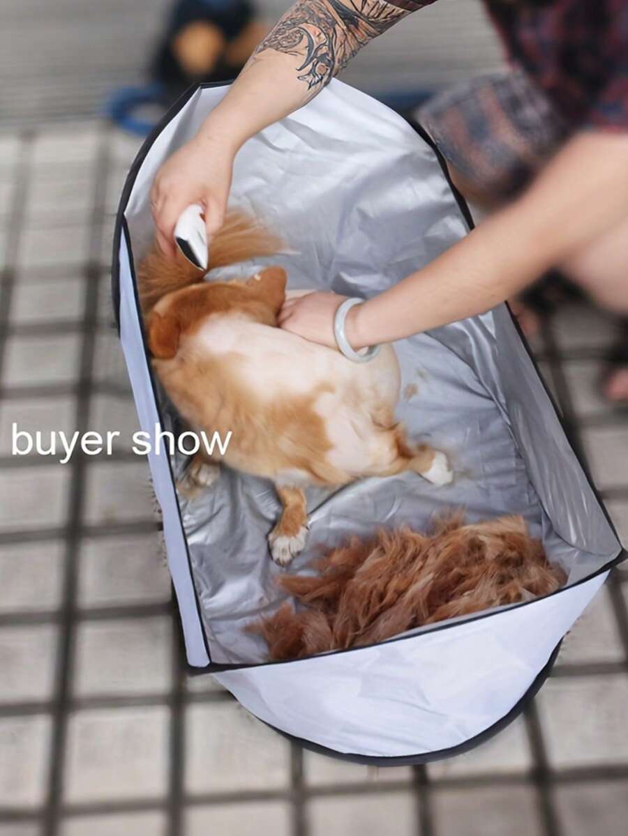 Pet Hair Collection Bag, Pet Grooming Cloak, Prevent Pet Hair Falling On The Ground, Household Dog Cat Hair Collection Bag, Portable Pet Grooming Tent, Adjustable Pet Grooming Kit, Simple Dog Cat Hair Trimming Auxiliary, Pet Supplies