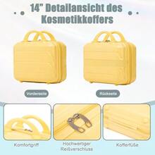 14"/19" 2-Piece ABS Spinner Suitcase Set With Combination Lock & 14" Cosmetic Bag - 黃色 - 查看 7