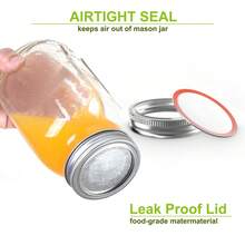 BABYLIYA 24pcs Mason Jar Lids/Bands, Fits Regular Mouth, 70mm/2.75" Reusable Leak-Proof Canning Jar Lids, 100% Fit For Regular Mouth Mason Jars - Silver - View 3