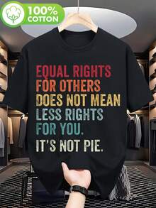 Camiseta Unisex Con Eslogan Feminista - "Igualdad Para Otros No Significa Menos Derechos Para Ti, No Es Un Pastel" - Camiseta De Apoyo A La Igualdad De Género Con Texto Multicolor En Negrita, Corte Holgado De Cuello Redondo Y Manga Corta, Ropa Casual Unisex Para Eventos Sociales - [Oscuro] - Ver 1