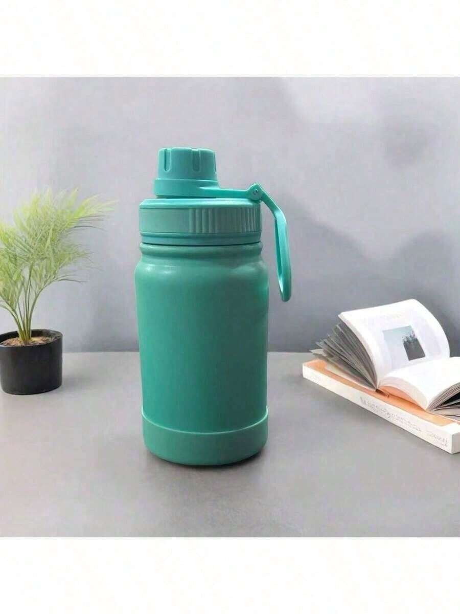 Thermal Bottle With Handle For Gym Use, With Silicone Base, 350ml/600ml/800ml/1000ml - Blue - View 1