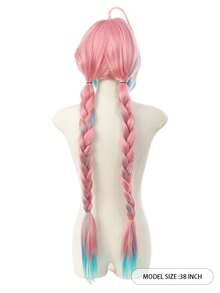 38英寸超长双辫动漫角色扮演假发，耐热合成假发，适合角色扮演、派对、万圣节等场合 - 彩色 - 查看 6