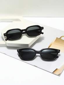2 piezas Gafas clásicas de montura pequeña negra que favorecen el aspecto casual, de policarbonato, adecuadas para todas las estaciones - Negro - Ver 4