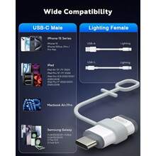 Adaptador Lightning a USB C, paquete de 4 unidades, no para auriculares/micrófono/unidad flash/Apple Pencil, adaptador USB-C a L - como en la foto - Ver 10