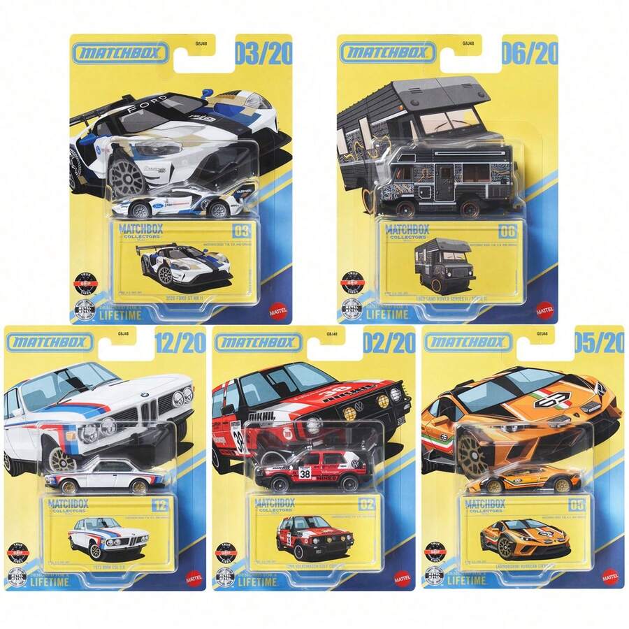 Mattel Matchbox 9C0E 收藏系列：独家 GT、兰博基尼、路虎、宝马、大众合金压铸汽车模型 GBJ48 高级套装 - 彩色 - 查看 1