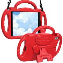 Tablet Protective Case With Handle Stand And Shoulder Strap - Red - View 2