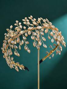 1pc Fashionable Handmade Rhinestone Headband, Suitable For Weddings, Parties, Celebrations, And Daily Wear - Champagne - View 7