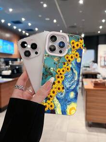 Estuche para teléfono con patrón de ondas de girasol Compatible con estuches para teléfonos   17  16 Pro Max  15 Pro Max  13 y  12 Estuche para teléfono a prueba de golpes con textura mate Resistente al agua y a los rayones Un gran regalo para familiares, amigos, amantes, novios/novias y el día de San Valentín - Plateado - Ver 3
