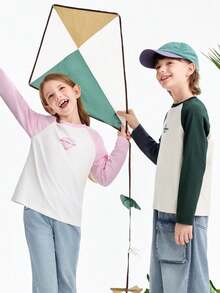 Annil [Pure Cotton Quick-Drying T-Shirt] Children's Raglan Sleeve Asymmetrical T-Shirt, New Spring 2026 Style, Sports Base Layer - Yanman Pink - View 2