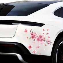 Pegatinas florales de flor de cerezo rosa para coche, calcomanía de vinilo de amor para ventana de parachoques para mujer, accesorios de estilismo para afinación de coche 4FRL - Sakura 11x10cm 1 pieza - Ver 1
