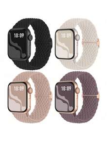4条编织弹力单环表带，适用于38mm、40mm、41mm、42mm、44mm、45mm、46mm、49mm表盘尺寸，彩色实用尼龙弹力表带，兼容 Ultra 2、SE、11、10、9、8、7、6、5、4、3、2、1，适合作为学生返校礼物 - 46毫米 - 查看 27