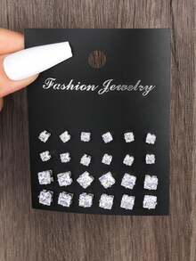 12对/套立方氧化锆耳环 - 彩色 - 查看 6