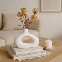 Abstract Vase Nordic Minimalist Decorative Boho Bohochic Modern Sculpture 13CM - trắng - Xem 5