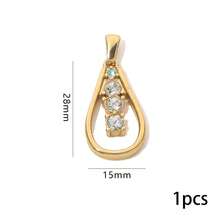 1 件 304 不锈钢 18K 镀金镂空水滴吊坠，镶嵌水钻，女士不锈钢吊坠 DIY 首饰配件 - 金黃色 - 查看 11
