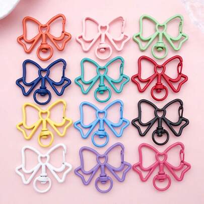 5/10/20pcs Colorful Bow Shape Keychain Clasps, Metal Lobster Clasps For Keyring & Bag Charm Making