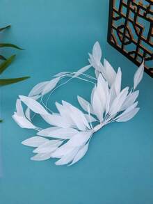 1pc Bohemian White Bridal Faux Feather Tassel Hair Clip, Fairy Headpiece For Wedding Dress, Photography, All Seasons - Multicolor - View 7