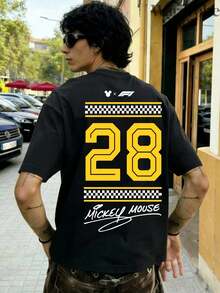 Disney Printed T-Shirt,Men's Double-Sided Mickey Helmet F1 Racing Team Fuel The Magic T-Shirt,  Las Vegas Grand Prix Disney T-Shirt, Disneyland X  Racing T-Shirt,Unisex,High-Quality Pure Cotton T-Shirt,Suitable For All Seasons, Comfortable And Breathable| Exquisite Design | The Best Choice For Giving Gifts - 黑色 - 查看 3
