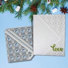 创意网格背景模具，DIY剪贴簿相册和压花模板，贺卡制作工具，卡片纸切割工艺品，礼品卡制作模板模切。 - 銀色 - 查看 1