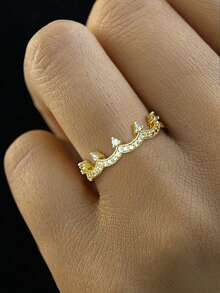 Nhẫn STYLEVER mạ vàng 18K hình vương miện, quà tặng sinh nhật và phụ kiện hàng ngày cho nữ. - Vàng - Xem 8