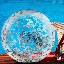 Suministros de natación - Una pelota de playa inflable con adornos de lentejuelas - Fiesta en la piscina, deportes acuáticos, adecuado para actividades al aire libre, fiestas y juegos acuáticos. Idea para regalo. - Multicolor - Ver 5