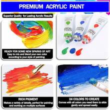 Juego de Pintura Acrilica, Pintura 24 Colores*12ml con 10 Pinceles y 1 Paleta, Kit de Pintura Acrílica Profesionales, Set de Sum - 24 - Ver 6