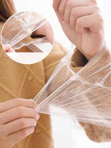 200pcs Disposable Plastic Sleeve Covers, Transparent, Waterproof, Dustproof, Oil-Proof, Stain-Resistant, For Kitchen, Household Cleaning, 50/100/200pcs - Multicolor - View 4