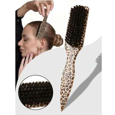 Leopard Print Comb Set, Smooth Back Comb For Straightening Frizzy Hair, Creating Sleek Ponytails & Buns, Hair Styling Accessory With Styling Gel Comb For Women