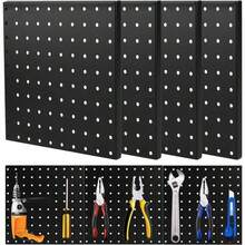 4Pcs Metal Perforated Board Pegboard Workbench Tool Organizer Wall Mount Iron Panel Display - màu đen - Xem 3