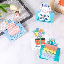 10 chiếc thiệp sinh nhật pop-up dễ thương, thiết kế bánh kem và bóng bay hoạt hình, thích hợp để viết lời chúc tay, làm quà tặng nhỏ cho tiệc sinh nhật trẻ em. - Nhiều màu - Xem 6