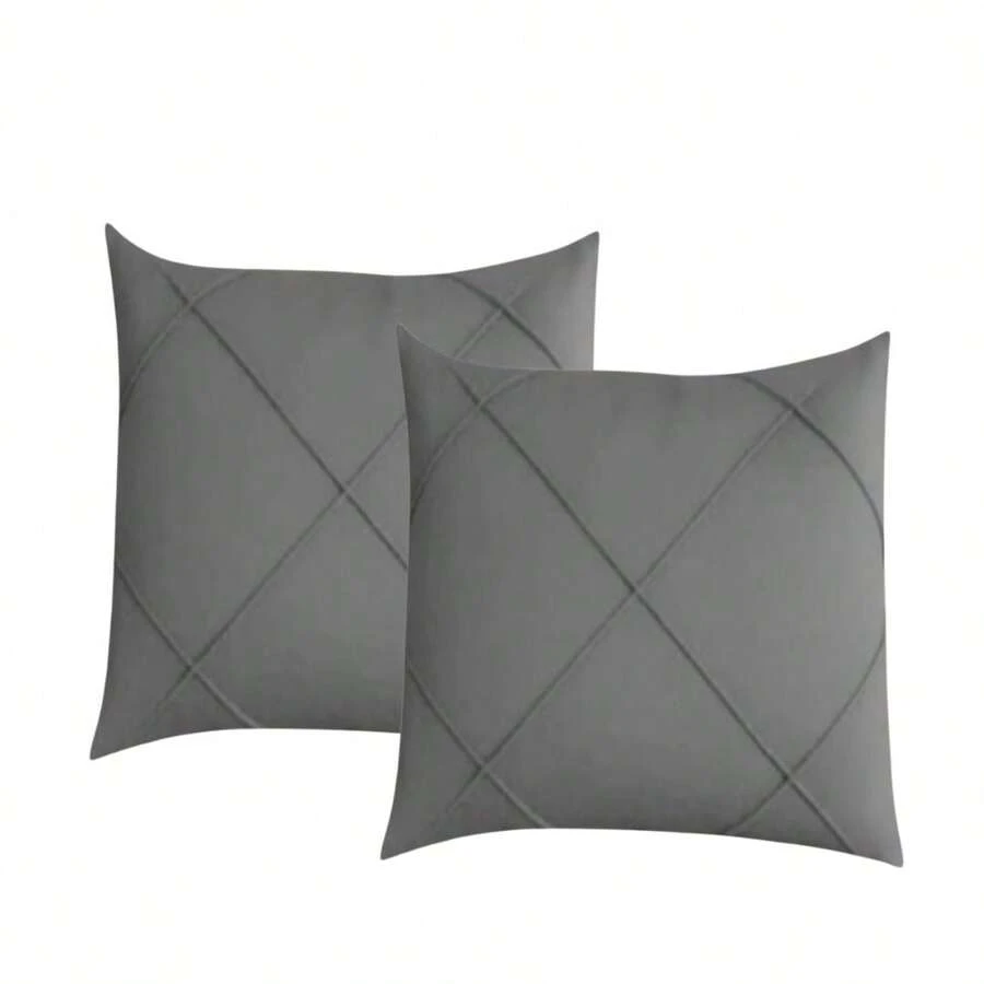 Kit 2 Draped Suede Cushion Covers 45x45cm - Grey - View 1