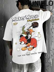 Disney UNIHLO  Mickey Print  Summer Casual Versatile Pure Cotton T-Shirt Suitable For Any Place - 白色 - 查看 1
