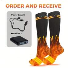 Heated Socks, 5V 5000mAh Rechargeable Heated Socks For Men Women, Electric Heated Socks With Heating Three Levels For Outdoors Working Skating Skiing Hunting Hiking Cycling - 黑色 - 查看 1