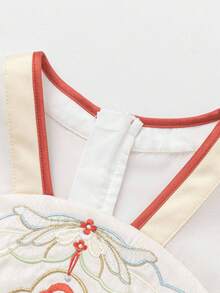 Balabala Girls Embroidered Dress, Chinese Style Hanfu-Inspired Design, Lightweight Summer Dress 2026 - Red and Green Hue - View 3