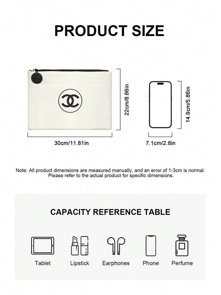 CHANEL Materiel, New Ss26 Fashion, Large Capacity Makeup Bag