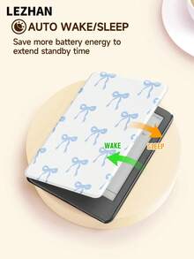 1pc Water Blue Bow Pattern Protective Case Suitable For Kindle 2024, Kobo, Kindle NK 11/Kindle Kids Edition/Kindle Paperwhite 5, E-Book Protective Cover With Auto Wake/Sleep Function, Lightweight And Convenient, Perfectly Fit To Protect Your Reading Device - Multicolor - View 4