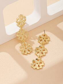 1 par de colgantes de flor de metal de moda, adecuados para uso diario - pendientes de flores - Ver 2