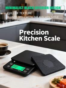 3kg Balanza digital para alimentos, medición de alta precisión, panel de pantalla LED, con conversión de unidades, temporizador y función de tara, adecuada para cocina, granos de café, cocina (baterías no incluidas) - Multicolor - Ver 5