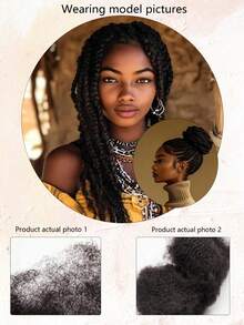 African Curly Bulk Human Hair, Natural Black - 50 Grams. African Curly Bulk Braiding Hair Bundles, Suitable For Mini Twists/Dreadlock Extensions/Braiding/Updos - Natural Black - View 1