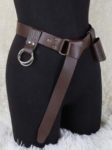 3件套中世纪PU皮腰包，复古裙套，适用于文艺复兴时期、维京时期，可作腰包、角色扮演道具、万圣节服装道具，四季皆宜 - 棕色ZSJ-016Z ZSJ-219Z ZSJ-220Z - 查看 5